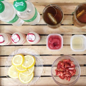 A flatlay of mocktail ingredients