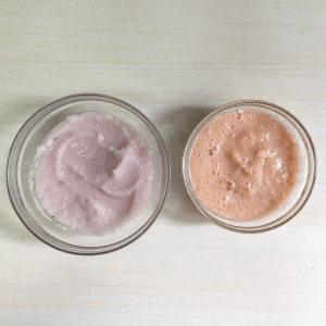 Bowls of onion and tomatoe puree