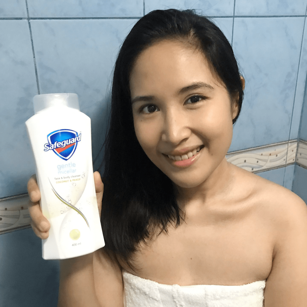 Stepping into the shower with Safeguard Gentle Micellar Cleanser