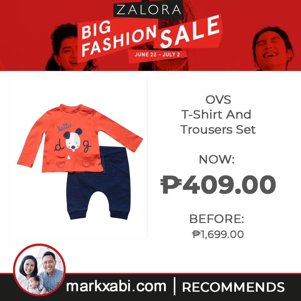 Zalora Big Fashion Sale Toddler OVS T-shirt and Trousers Set with dog print