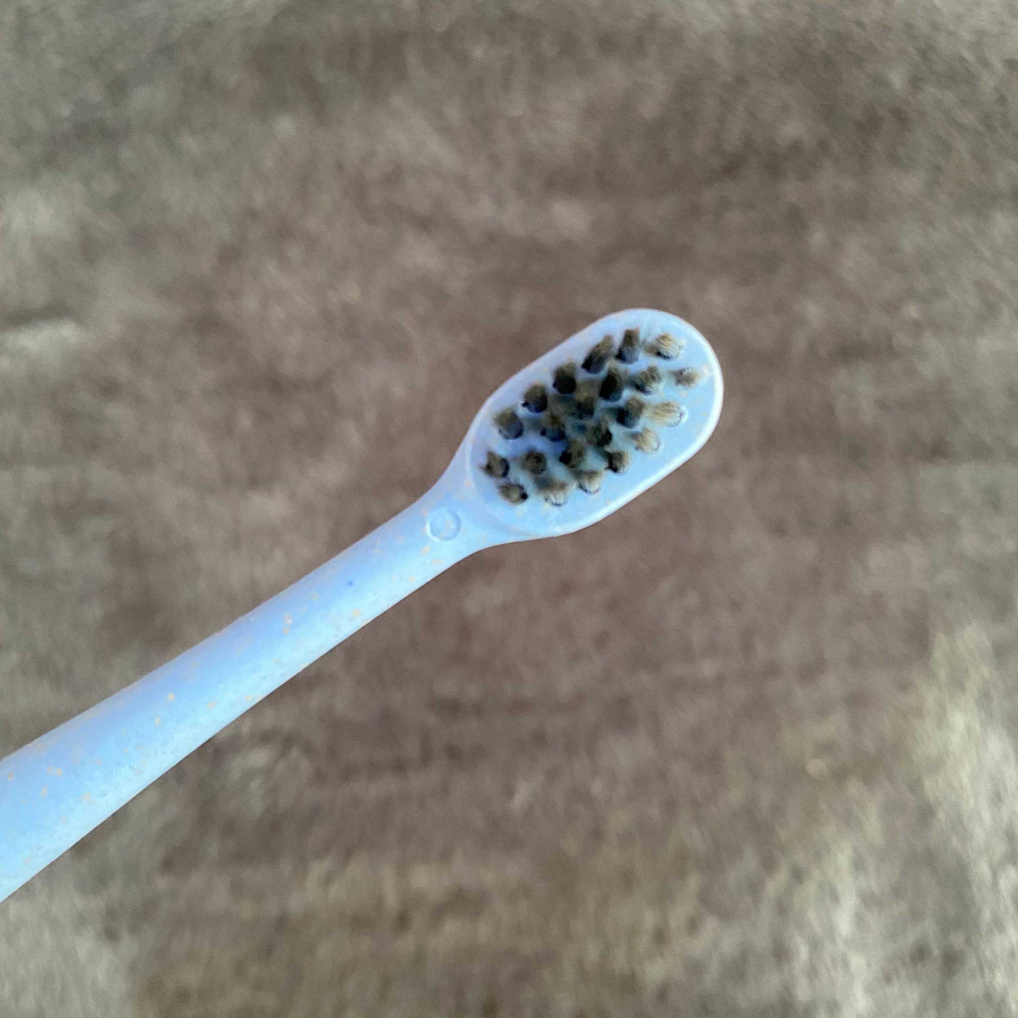 Close up photo of Nature to Nurture's Wheat Straw Bamboo Charcoal Toothbrush Bristles