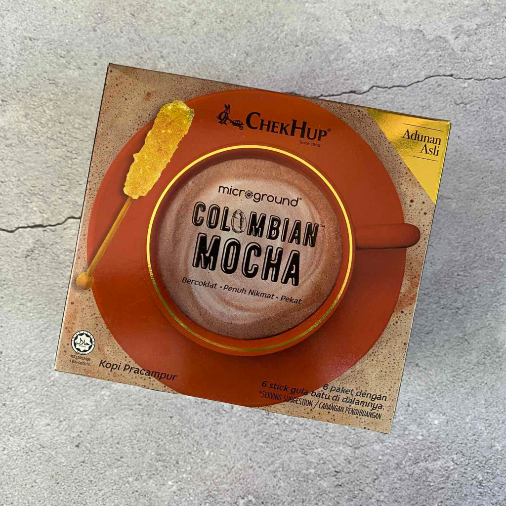 A box of ChekHup Microground Colombian Mocha