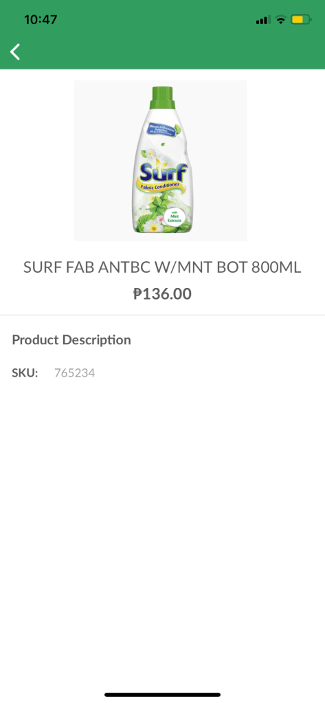 Ordering a bottle of Surf Fabric Conditioner online