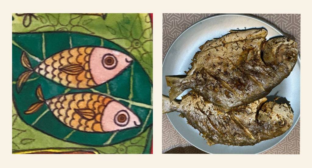 Grilled pampano fish