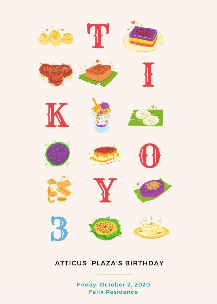 Rice cake themed birthday  invitation via Canva