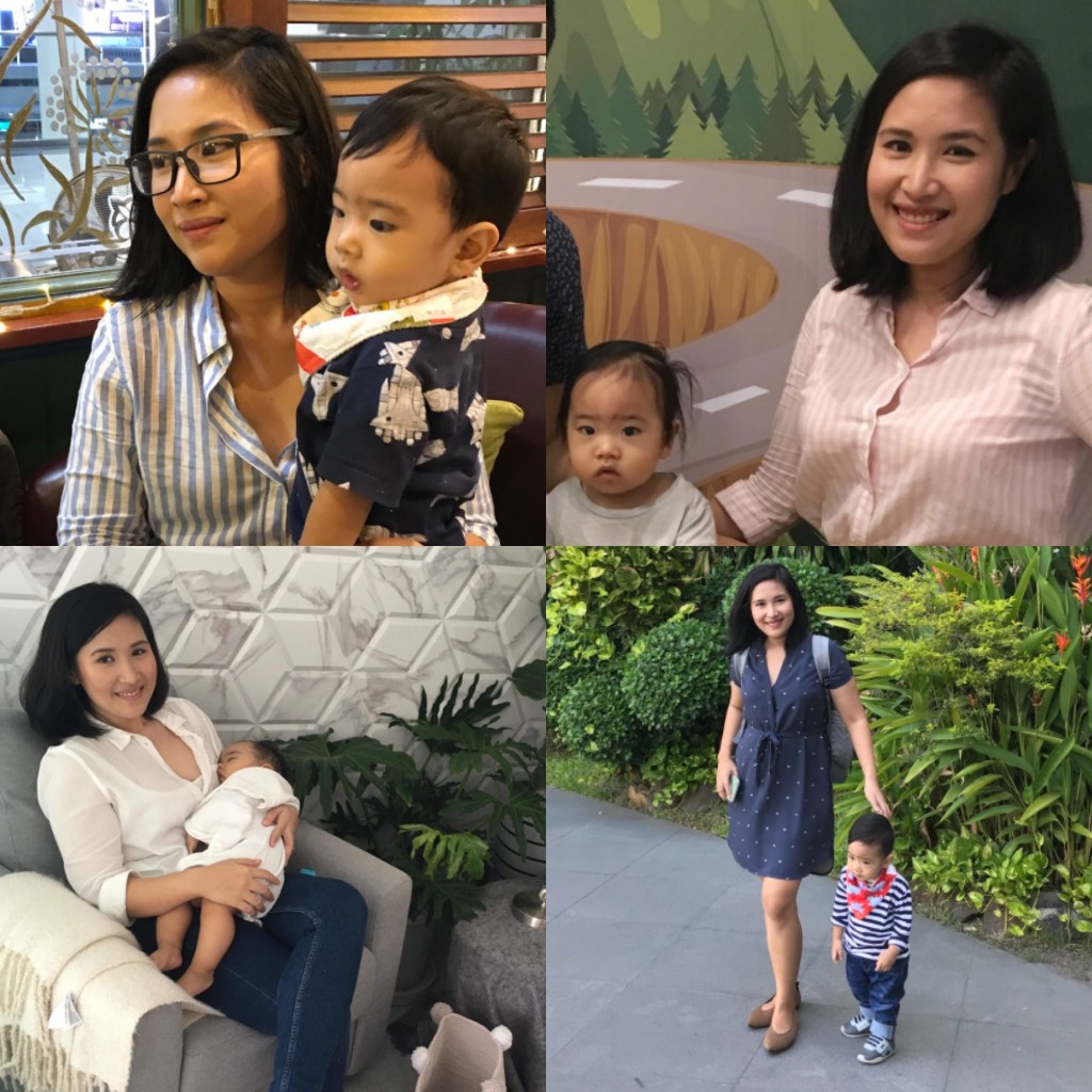 Mom wearing button down shirts for breastfeeding