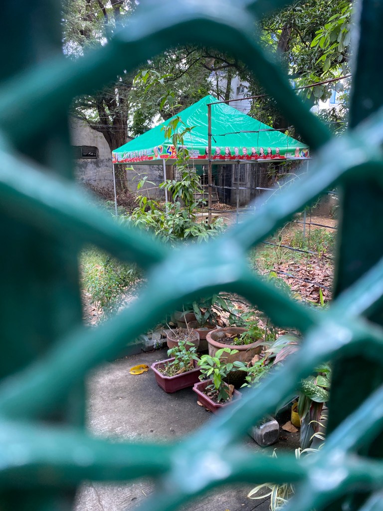 Barangay tent in the Philippines for locked down addresses.