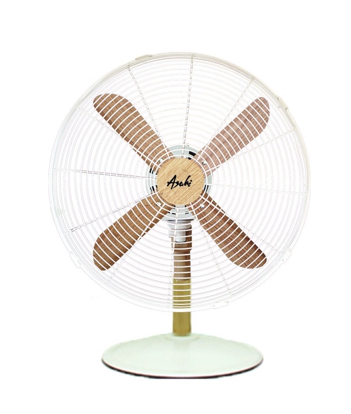 White and Wooden Asahi fan