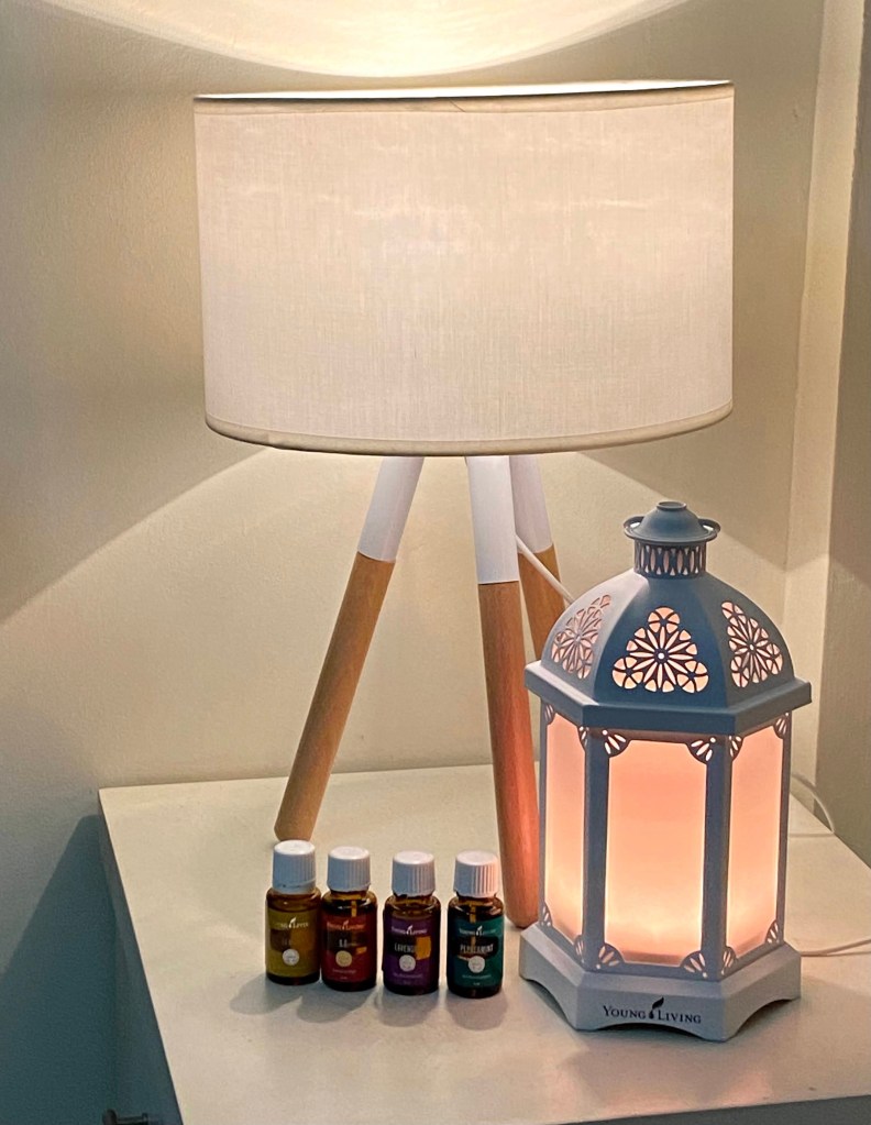 Dainty looking Young Living Lantern Diffuser with essential oils