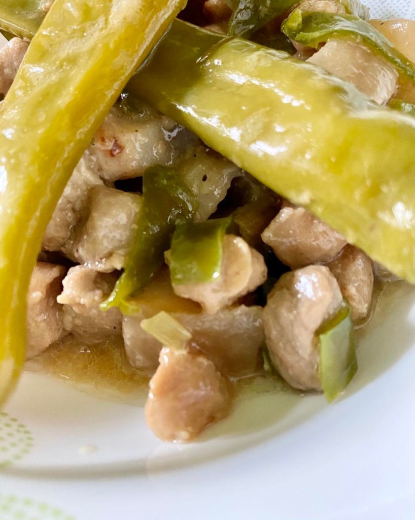 Bicol Express with texturized soy protein