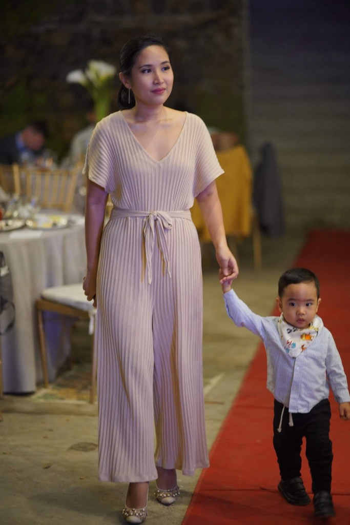 Mom in a comfy and flattering jumpsuit