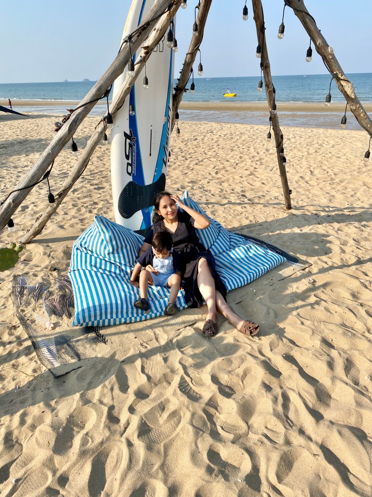 Enjoying some sand time at Eureka Beach Cafe in Hua Hin