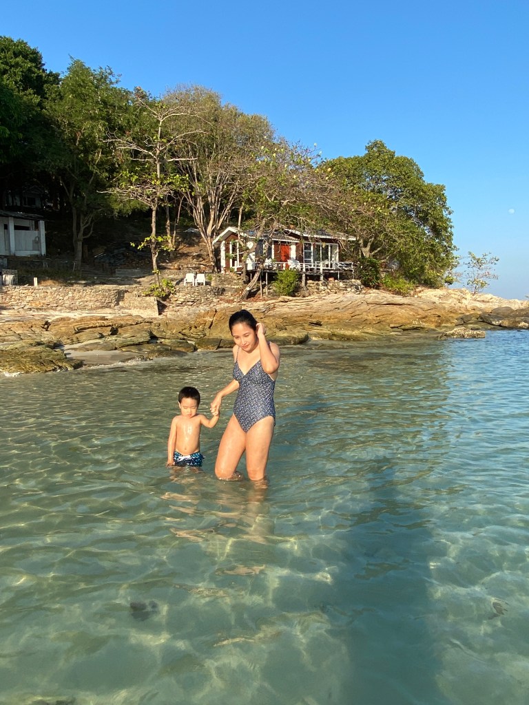 Mom and son at the beach