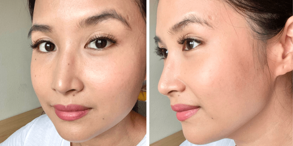 Front and side view of a woman wearing Luxx Lash Magnetic Lashes in Paige.