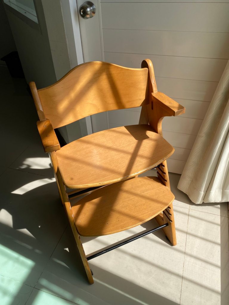 Japanese High chair with artful light and shadow.