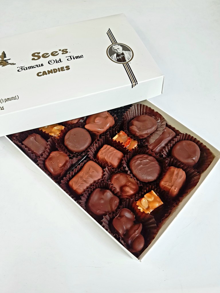 Opening a box of See's Candies 1 lb Nuts & Chews