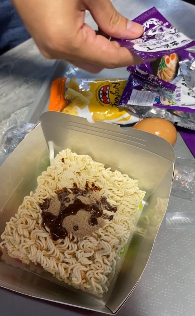 Preparing our instant ramen