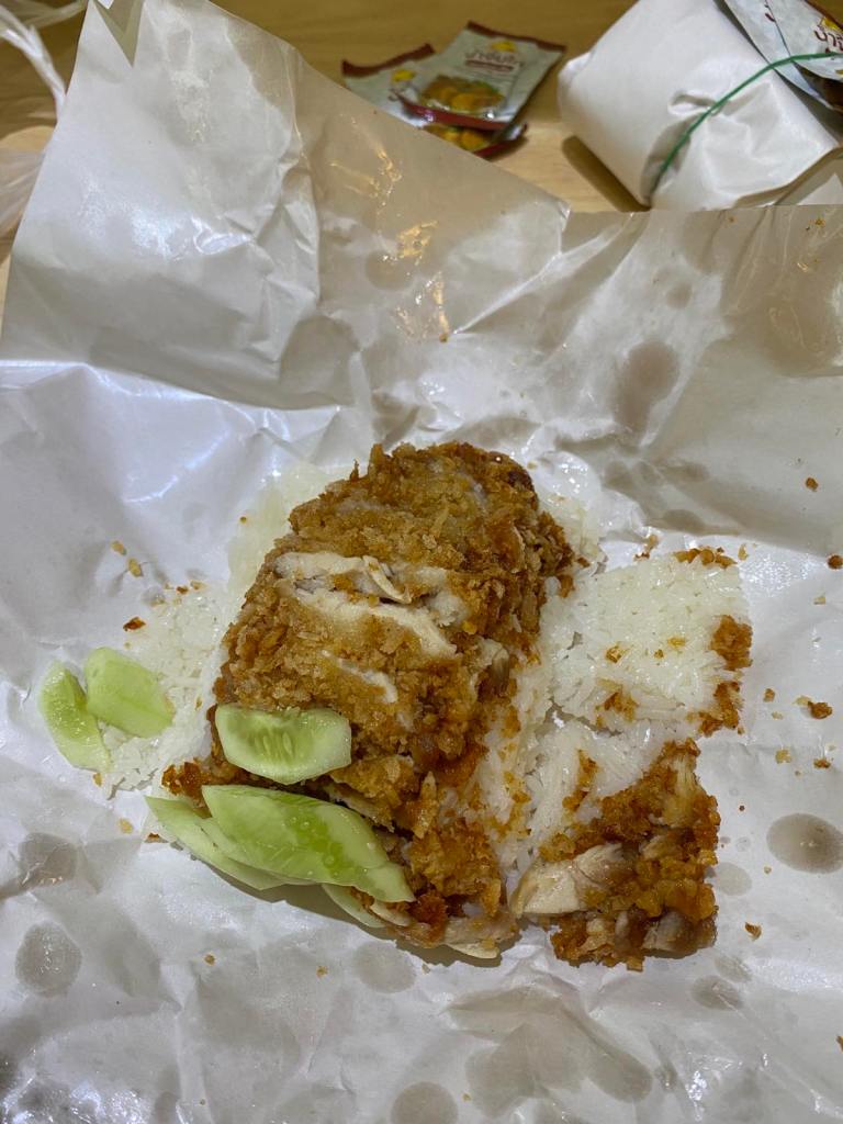 A takeaway pack of Khao Mun Gai