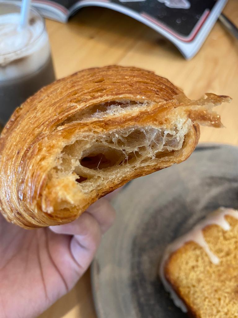 Inside Sarnies Roastery's sourdough croissant