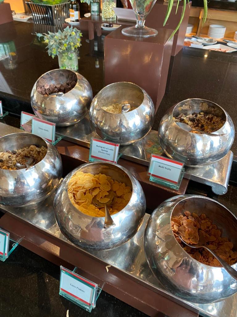 Cereal station at the breakfast buffet of eastin grand hotel sathorn bangkok
