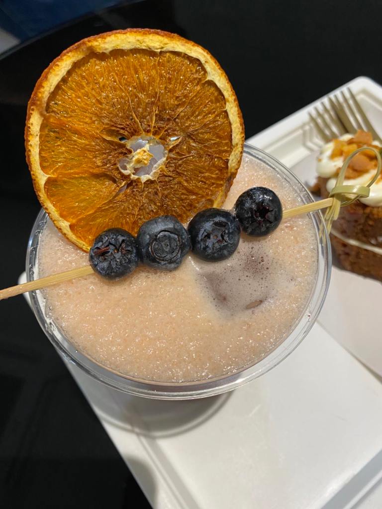 cold brew coffee with berry sauce