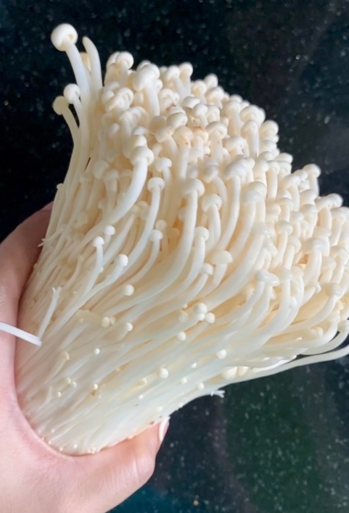 A bunch of Enoki mushrooms