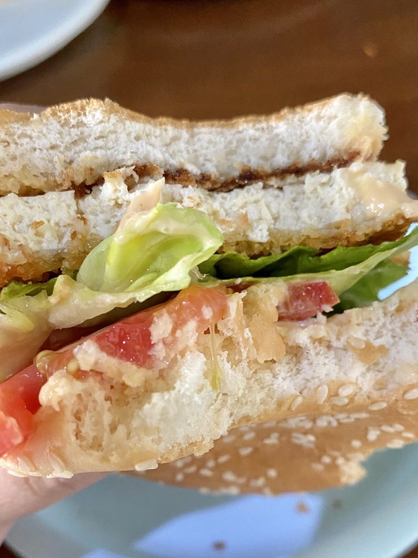 Bitten tofu burger