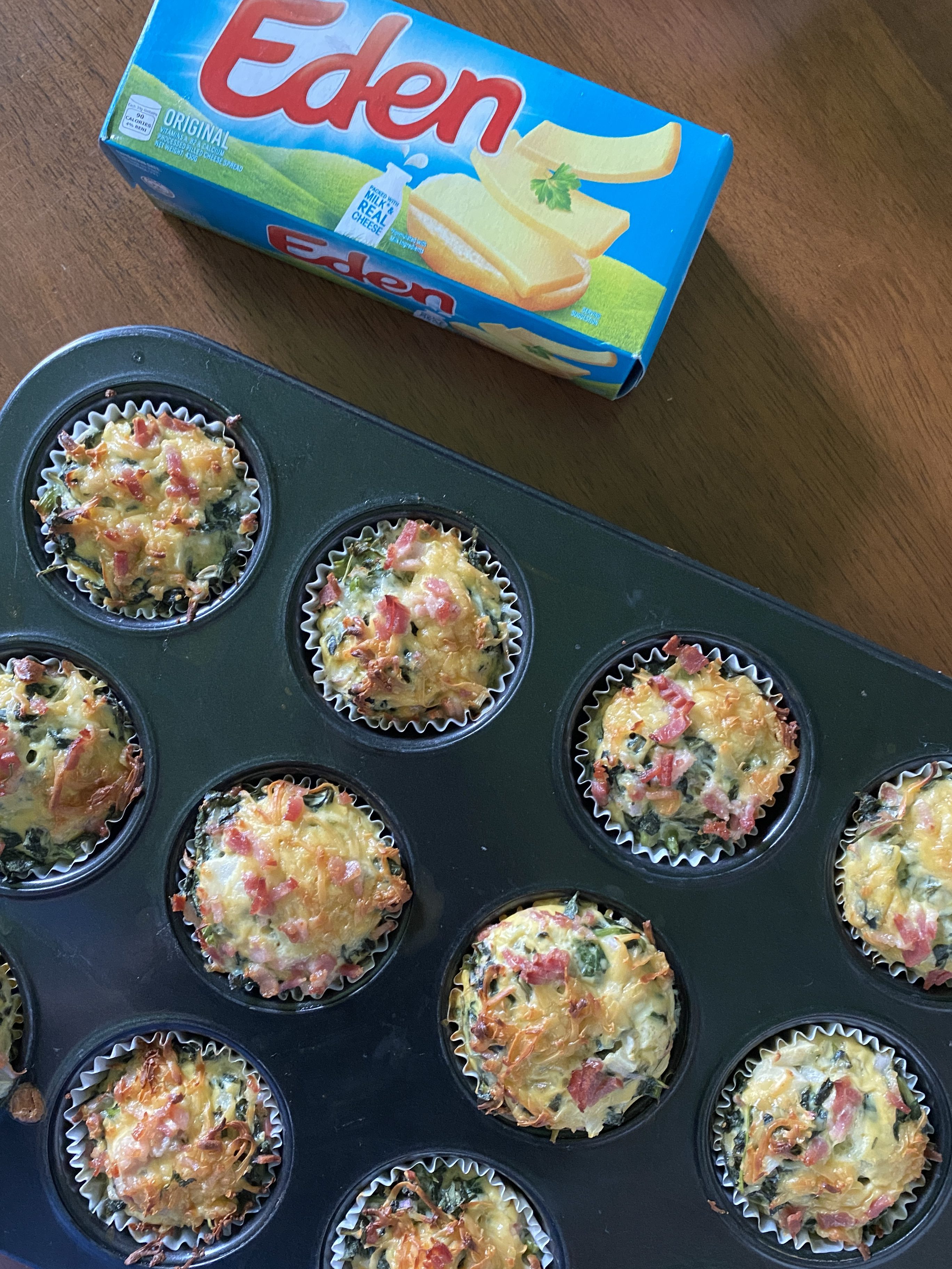 Cheesy Spinach Egg Muffin Cups with Eden cheese