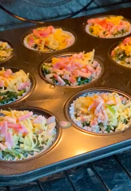 Baking cheesy spinach egg cups