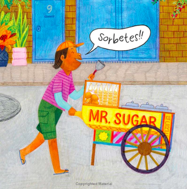 an illustration of a vendor selling ice cream on the street