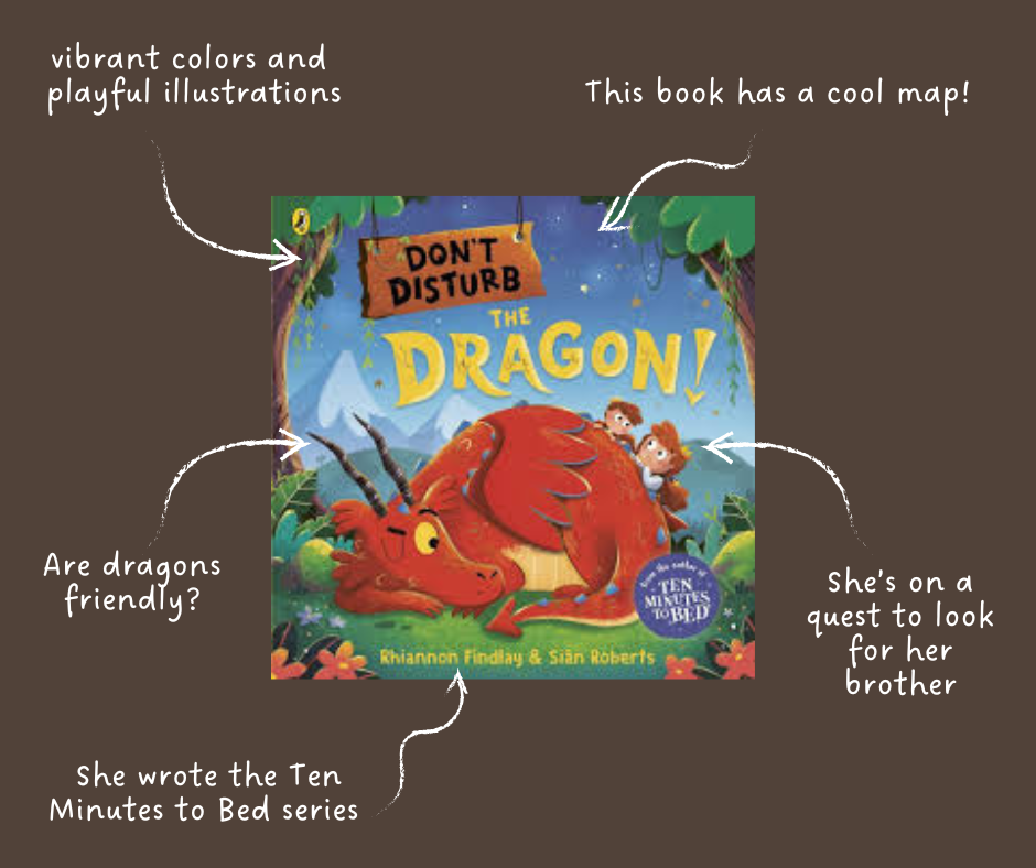 A cover photo of a children's book with scribbles about what we like about the book