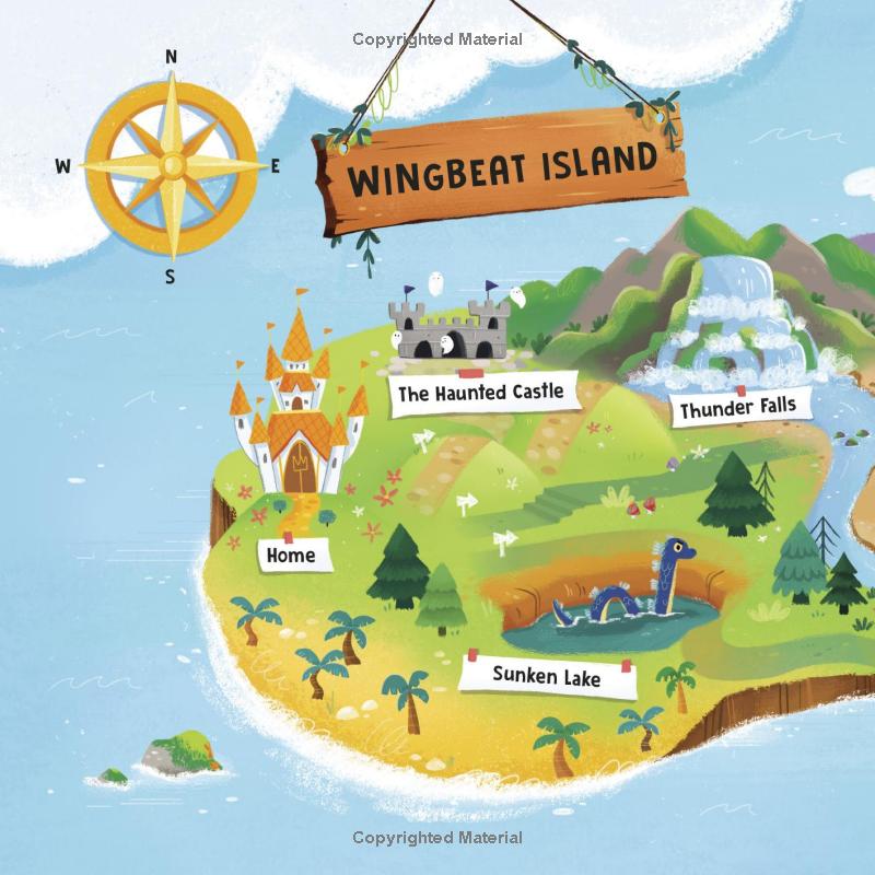 A whimsical illustration of a map with dragons